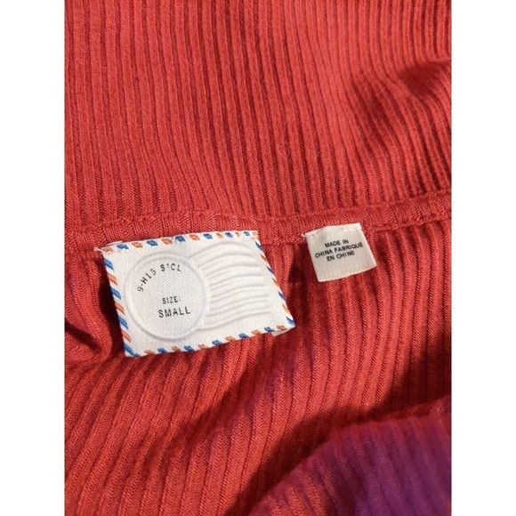 ANTHROPOLOGIE POSTMARK Size Small red ribbed button down knit top Fall Autumn - Picture 3 of 4